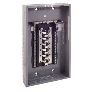 Square D: Load center, Homeline, 1 phase, 24 spaces, 48 circuits, 125A convertible main lugs, PoN, NEMA1, gnd bar, bulk pack