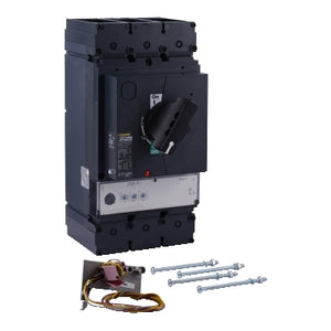 Square D: Circuit breaker, PowerPacT L, 400A, 3 pole, 600VAC, 50kA, busbar, MicroLogic 3.3, 80%, rotary handle