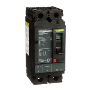 Square D: Circuit breaker, PowerPacT H, 125A, 2 pole, 600VAC, 14kA, lugs, thermal magnetic, 80%