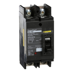 Square D: Circuit breaker, PowerPacT Q, 100A, 2 pole, 240VAC, 65kA, lugs, thermal magnetic, 80%, bottom of panel
