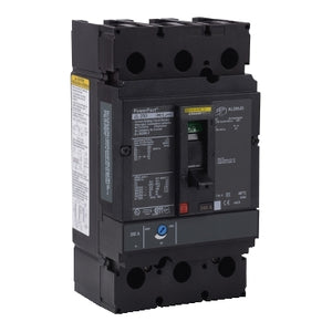 Sqaure D: Circuit breaker, PowerPacT J, 250A, 3 pole, 600VAC, 50kA, lugs, thermal magnetic, 80%, control wire OFF end