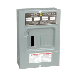 Square D: Load center, QO, 1 phase, 8 spaces, 16 circuits, 100A fixed main lugs, NEMA1, surface cover, consumer pack