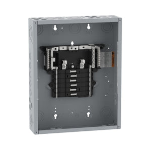 Square D: Load center, QO, 1 phase, 12 spaces, 12 circuits, 125A convertible main lugs, PoN, NEMA1, gnd bar, UL