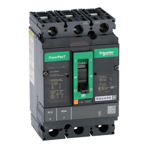Square D: Circuit breaker, PowerPacT H, 50A, 3 pole, 600VAC, 18kA, lugs, thermal magnetic, 80%