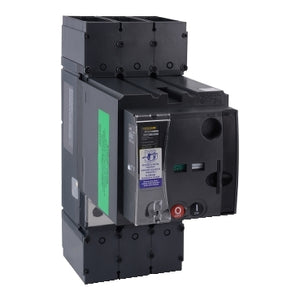 Square D: Circuit breaker, PowerPacT L, 400A, 3 pole, 600VAC, 14kA, lugs, MicroLogic 3.3, 100%, motor op