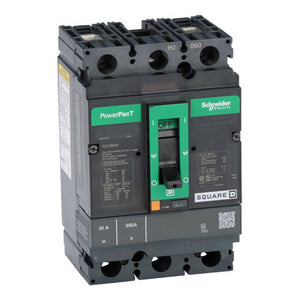 Square D: Circuit breaker, PowerPacT H, 20A, 2 pole, 600VAC, 25kA, lugs, thermal magnetic, 80%