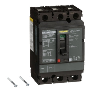 Square D: Circuit breaker, PowerPacT H, 15A, 3 pole, 600VAC, 25kA, lugs, thermal magnetic, 80%