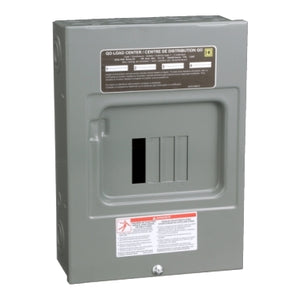Square D: Load center, QO, 1 phase, 4 spaces, 4 circuits, 100A convertible main lugs, NEMA1, surface cover, CSA