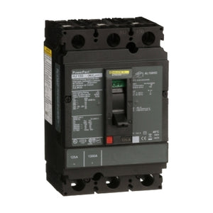 Square D: Circuit breaker, PowerPacT H, 125A, 3 pole, 600VAC, 25kA, lugs, thermal magnetic, 80%