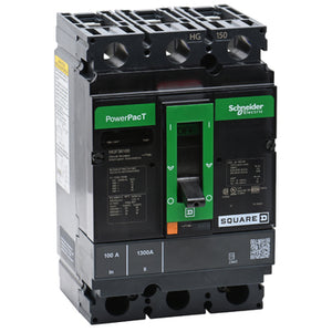Square D: Circuit breaker, PowerPacT H, 100A, 3 pole, 600VAC, 18kA, busbar, thermal magnetic, 80%