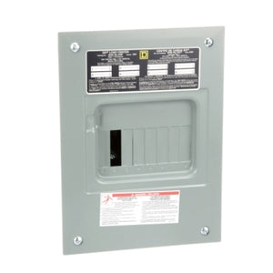 Square D: Load center, QO, 1 phase, 8 spaces, 16 circuits, 100A fixed main lugs, NEMA1, flush cover, consumer pack