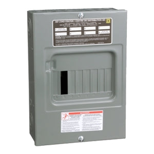 Square D: Load center, QO, 1 phase, 6 spaces, 6 circuits, 100A convertible main lugs, NEMA1, surface cover