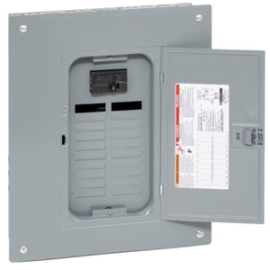 Square D: Load center, QO, 1 phase, 20 spaces, 24 circuits, 100A convertible main breaker, PoN, NEMA1, combo cover
