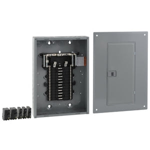 Square D: Load center, QO, 1 phase, 24 spaces, 24 circuits, 125A convertible main lugs, PoN, NEMA1, gnd bar, value pack