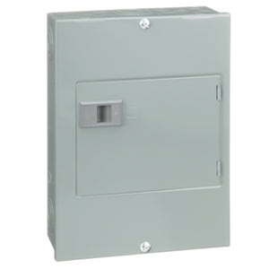 Square D: Load center, QO, 1 phase, 8 spaces, 16 circuits, 100A fixed main lugs, NEMA1, door surface cover, Cu bus