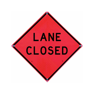 TrafFix: Vizcon Lane Closed Roll Up Sign, 36x36 Non Reflective