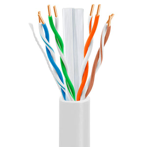 CAT6 White Wire, Plenum, 24 AWG, 4 Pair, Shielded, Per Foot