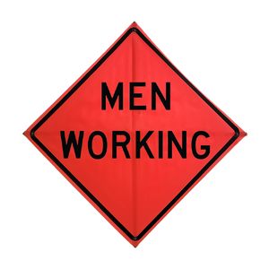 TrafFix: Vizcon Roll Up Sign, 48x48 Mesh PP HF Men Working Words