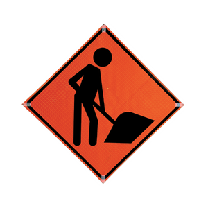 TrafFix: Vizcon Roll Up Sign, 36x36 Reflective PP HF Men Working Symbol (W21-1a)