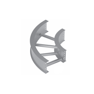 MP Husky: 12"W x 4-1/2"H 90 Degree Horizontal Bend Aluminum I-Beam Ladder Cable Tray Fitting, 24"R, 9" Rung Spacing