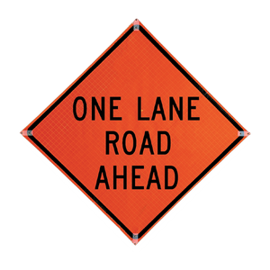 TrafFix: Vizcon Roll Up Sign, 36x36 Reflective PP HF One Lane Road Ahead (W20-4)