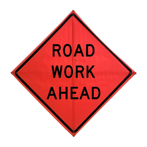 TrafFix: Vizcon Roll Up Sign, 48x48 Mesh PP HF Road Work Ahead (W20-1)