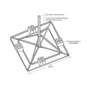 Rohn: Non-Penetrating Roof Mount, 2-1/2" OD x 10' H Mast