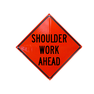 TrafFix: Vizcon Roll Up Sign, 36x36 Non Reflective Shoulder Work Ahead