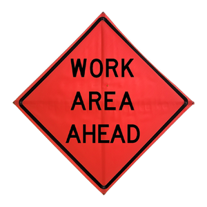 TrafFix: Vizcon Roll Up Sign, 36x36 Mesh PP HF Work Area Ahead