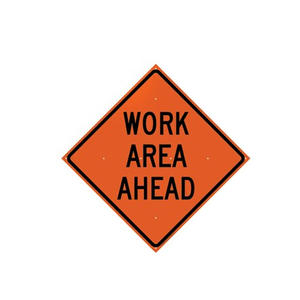 TrafFix: Vizcon Roll Up Sign, 36x36 Non Reflective Work Area Ahead